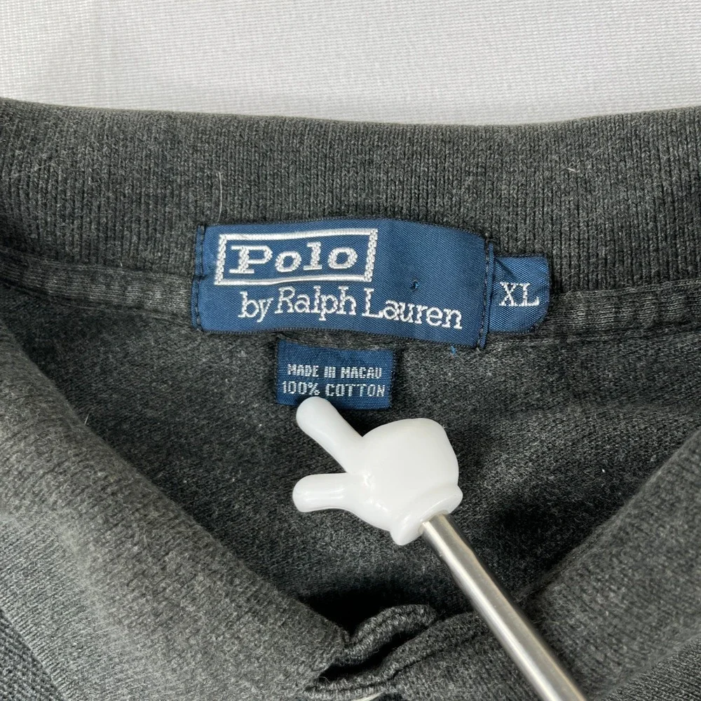 Polo Ralph Lauren Polo Shirt Grey Short Sleeve Pique Cotton Mens XL